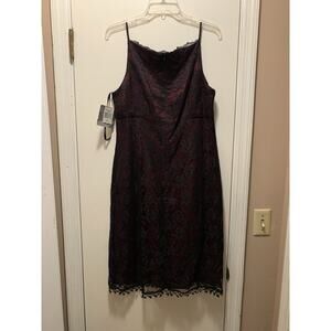 Women’s red and black Mid-length Spaghetti Straps Dress By Rampage size 12 NWT
